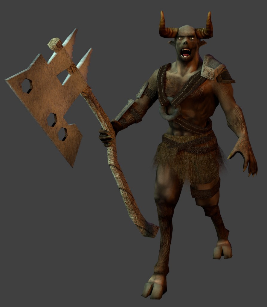 Faun with a Big Axe, Rigged, Textured preview image 1